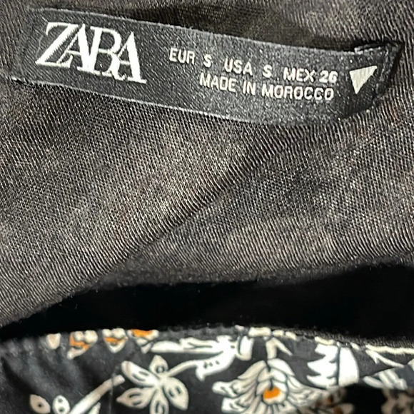 ZARA Black White Printed Floral Ruffle Mini Dress Size Small - Picture 9 of 16